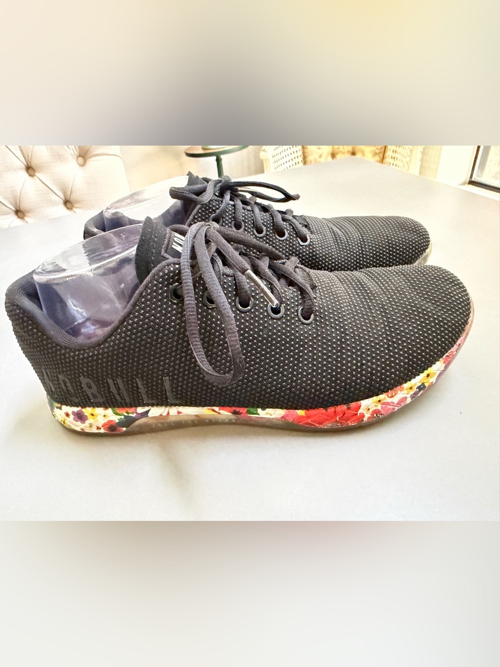NOBULL Black Daisy Floral Trainer Low Top Sneakers Lifting Shoes Women's Sz 10